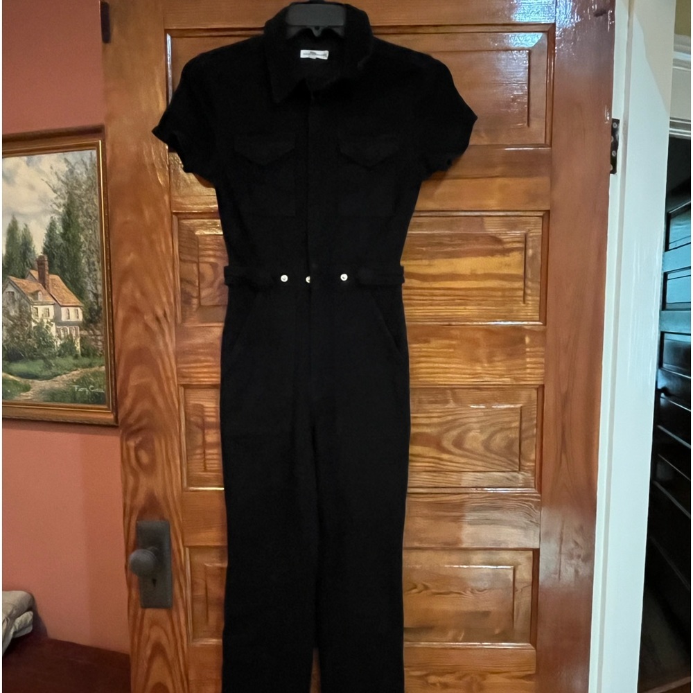 Black Demin Jumpsuit Good American Size 4 (says size 1 = Size 4 or small )
